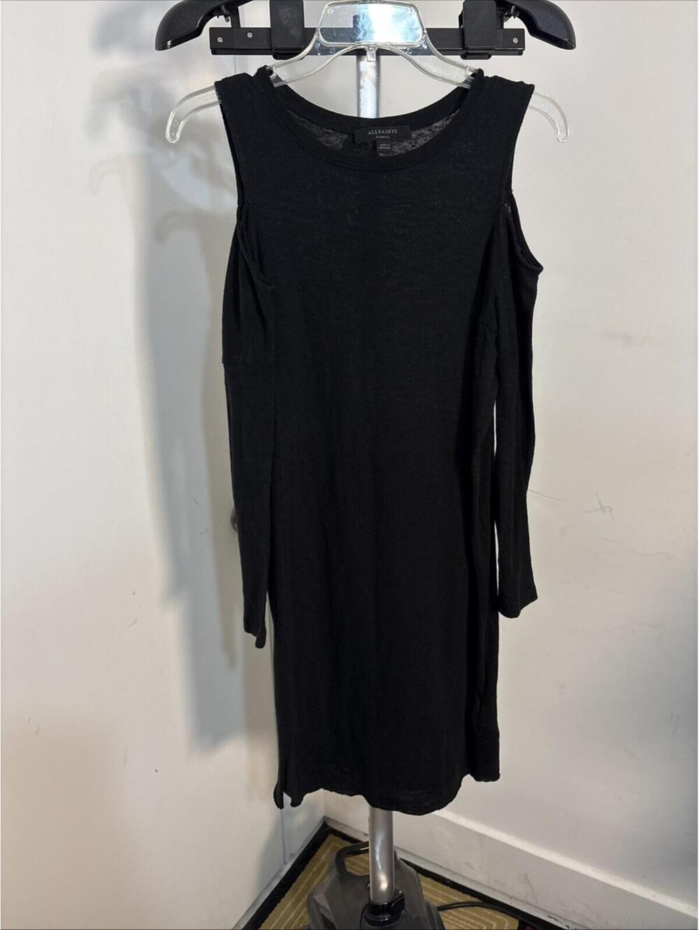 All Saints‎ Black Cold Shoulder Esther Long Sleeve Dress Size XS